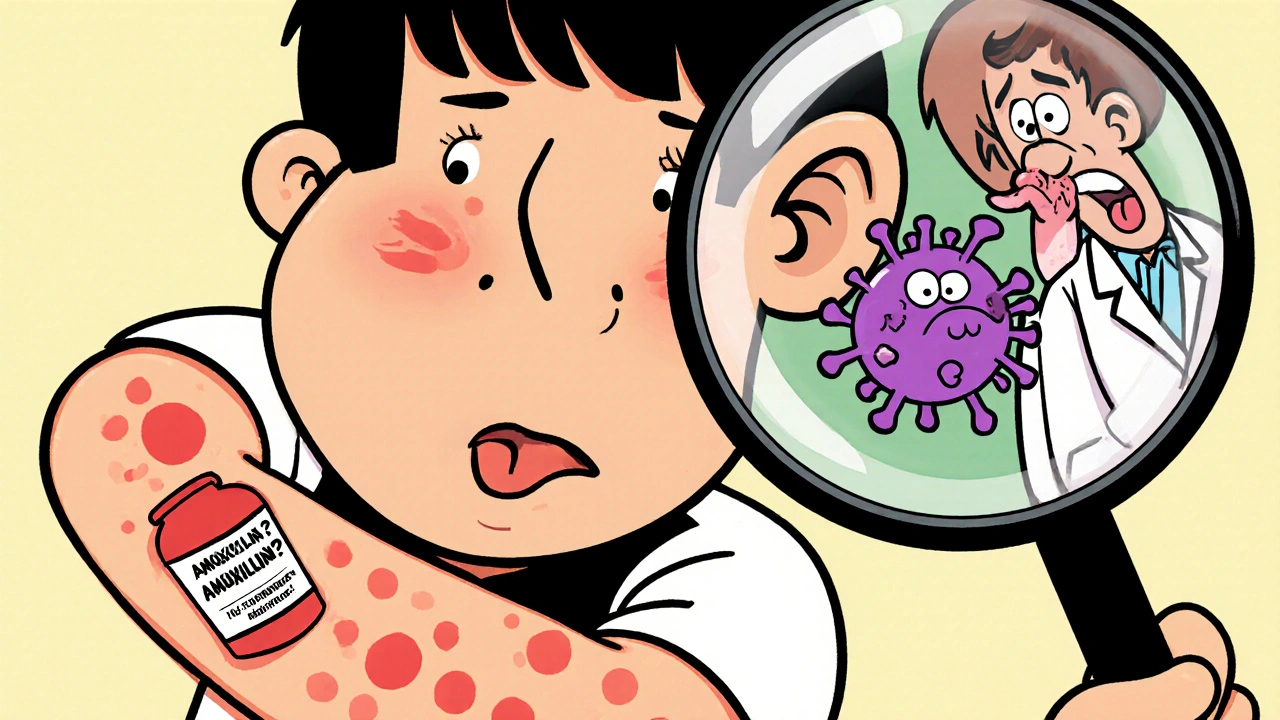 Child with rash being shown a virus is the real cause, not the antibiotic