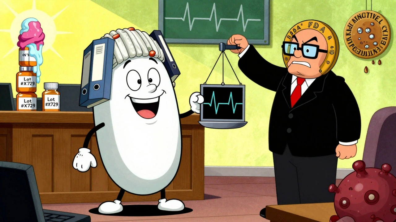 A giant pill stands trial in court as inactive ingredients defend it, while a patient&#039;s health deteriorates on either side.