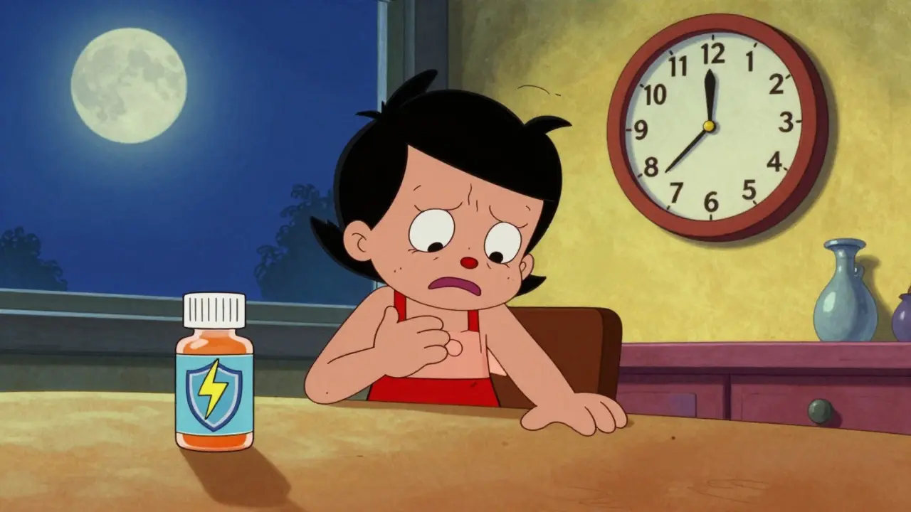 Cartoon character choosing quick relief vs long lasting med