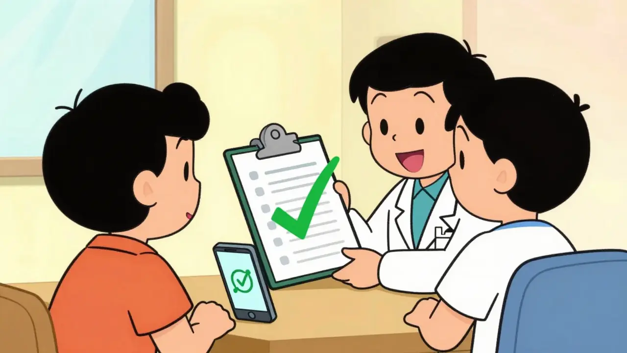 Doctor and patient reviewing a checklist together